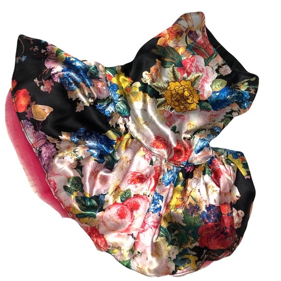 Black Flowers garden wedding holiday dog pet apparel dress Xl fancy formal gift - Picture 2 of 3